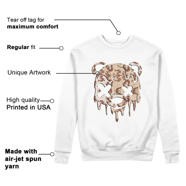 Drippy Bear Sweatshirt to Match Jordan 3 Desert Camo Features