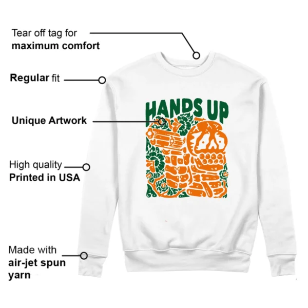 Hands Up Sweatshirt to Match Jordan 5 Miami Hurricanes