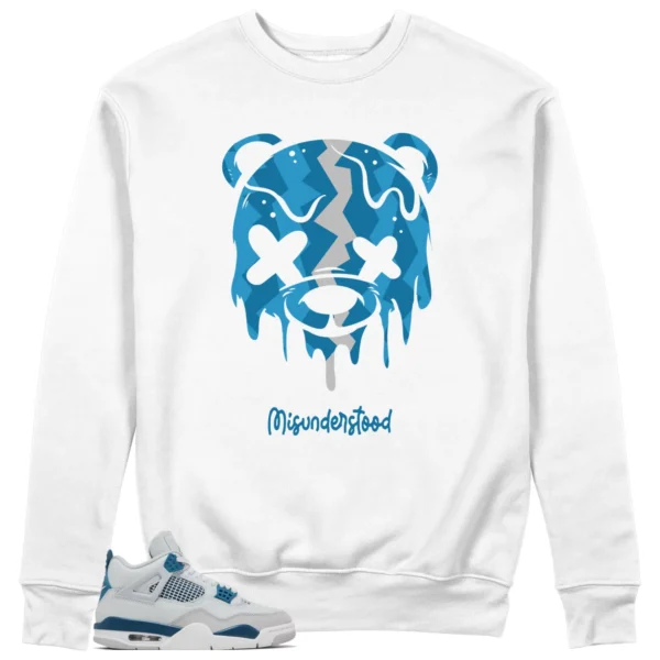 Jordan 4 Military Blue Sweatshirt Drippy Bear Graphic