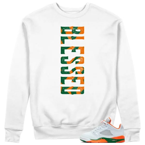 Jordan 5 Miami Hurricanes Sweatshirt Blessed Graphic