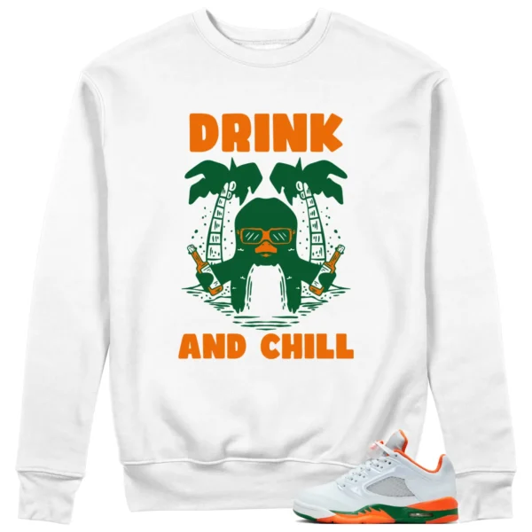 Jordan 5 Miami Hurricanes Sweatshirt Drink Chill Graphic