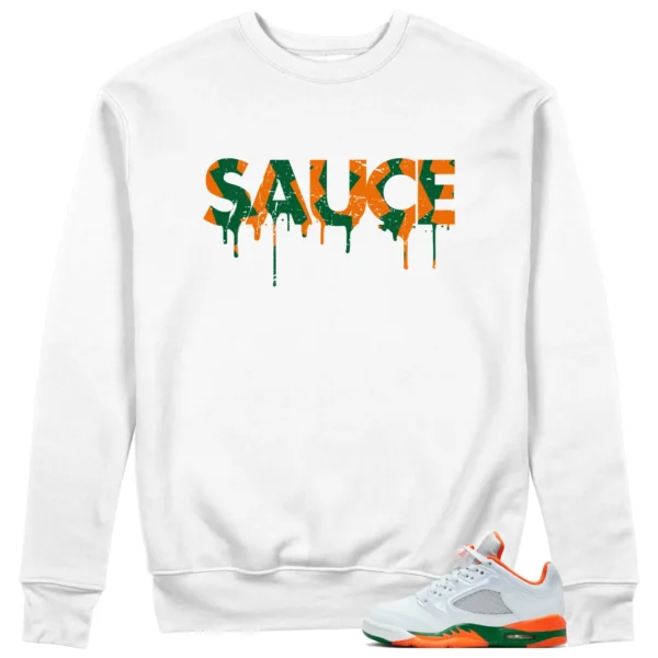 Jordan 5 Miami Hurricanes Sweatshirt Sauce Graphic