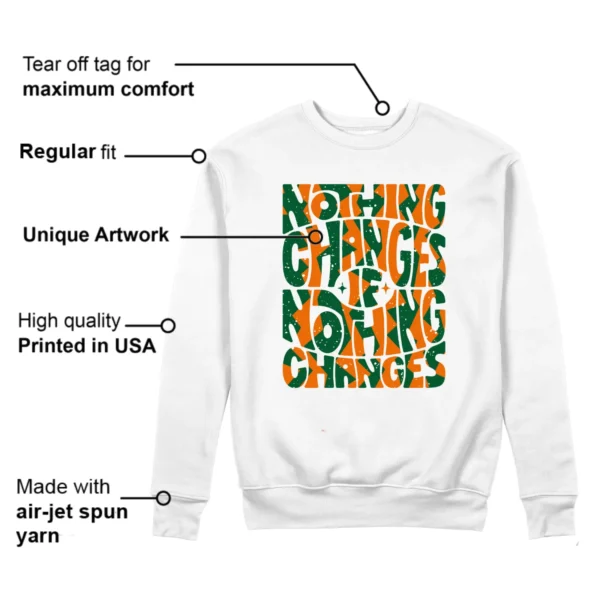 Nothing Changes Sweatshirt to Match Jordan 5 Miami Hurricanes