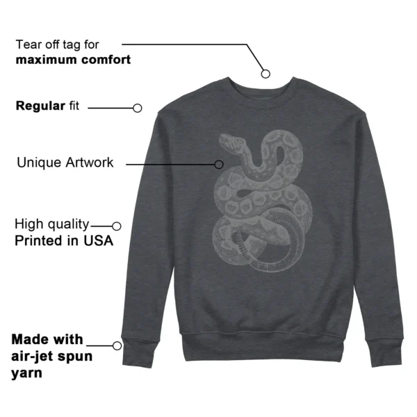 Python-Snake Sweatshirt to Match Jordan 4 SE Wet Cement Features