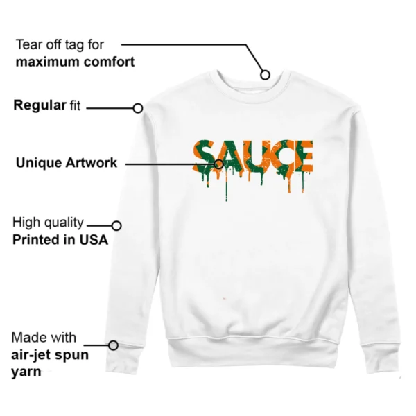 Sauce Sweatshirt to Match Jordan 5 Miami Hurricanes