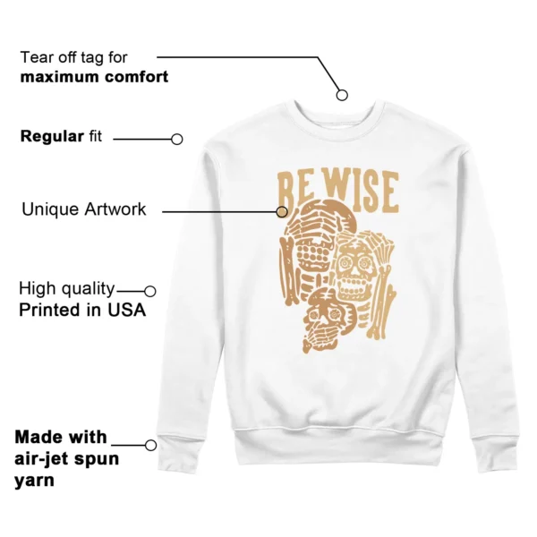 Be Wise Sweatshirt to Match Nike Air Zoom Vomero 5 Celestial Gold Features