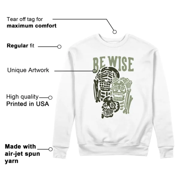 Be Wise Sweatshirt to Match Nike Dunk Low Oil Green Cargo Khaki Features