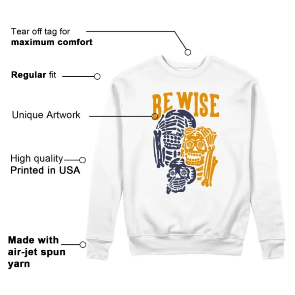 Be Wise Sweatshirt to Match WMNS Nike Jam White Midnight Navy Gold Features