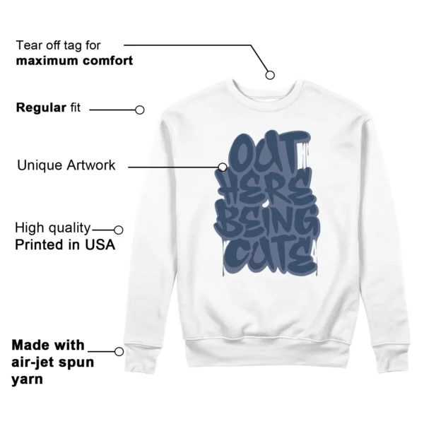 Being Cute Sweatshirt to Match Jordan 11 Diffused Blue Features