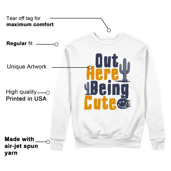 Being Cute Sweatshirt to Match WMNS Nike Jam White Midnight Navy Gold Features