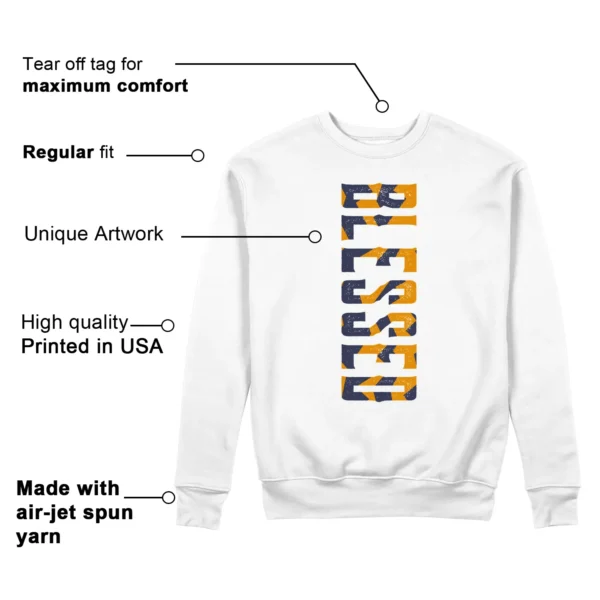 Blessed Sweatshirt to Match WMNS Nike Jam White Midnight Navy Gold Features