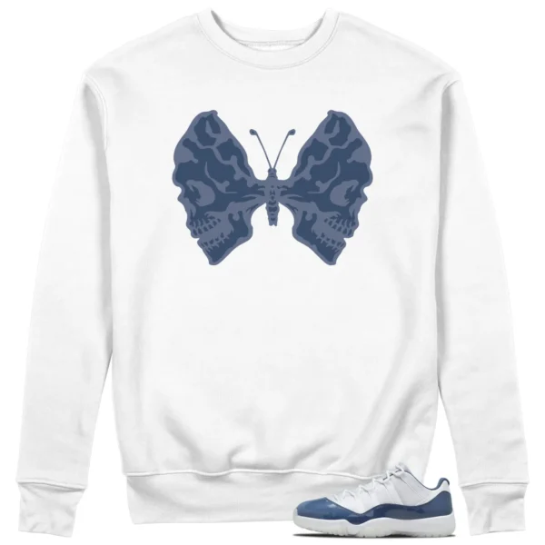 Butterfly Skulls Sweatshirt to Match Jordan 11 Diffused Blue