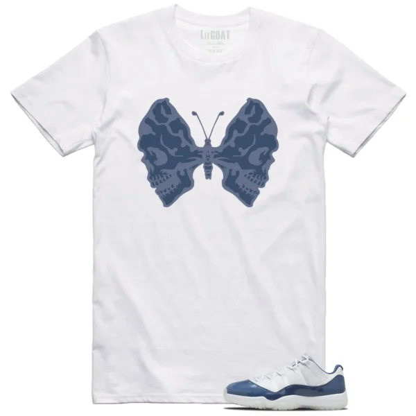 Butterfly Skulls Shirt to Match Jordan 11 Diffused Blue