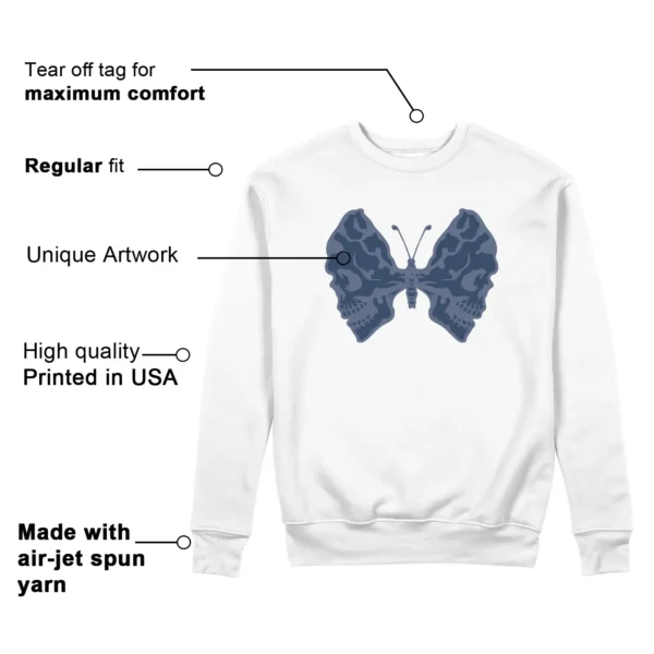 Butterfly Skulls Sweatshirt to Match Jordan 11 Diffused Blue Features