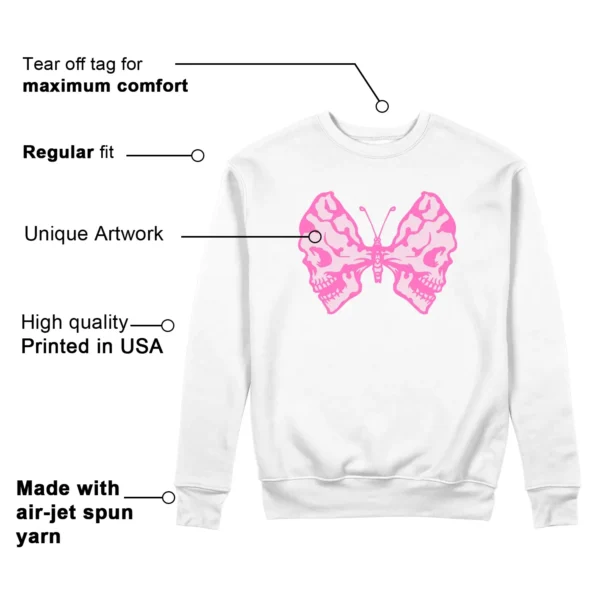 Butterfly Skulls Sweatshirt to Match Nike Dunk Low Triple Pink Features