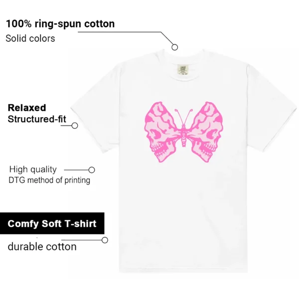 Butterfly Skulls Shirt to Match Nike Dunk Low Triple Pink Features