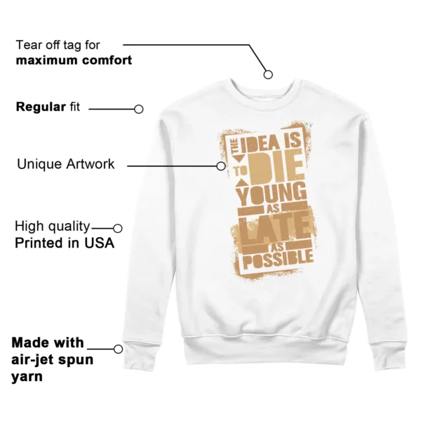 Die Young Sweatshirt to Match Nike Air Zoom Vomero 5 Celestial Gold Features