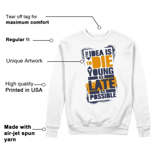 Die Young Sweatshirt to Match WMNS Nike Jam White Midnight Navy Gold Features