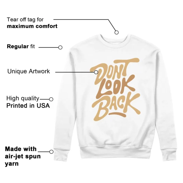 Dont Look Back Sweatshirt to Match Nike Air Zoom Vomero 5 Celestial Gold Features