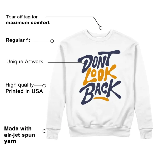 Dont Look Back Sweatshirt to Match WMNS Nike Jam White Midnight Navy Gold Features