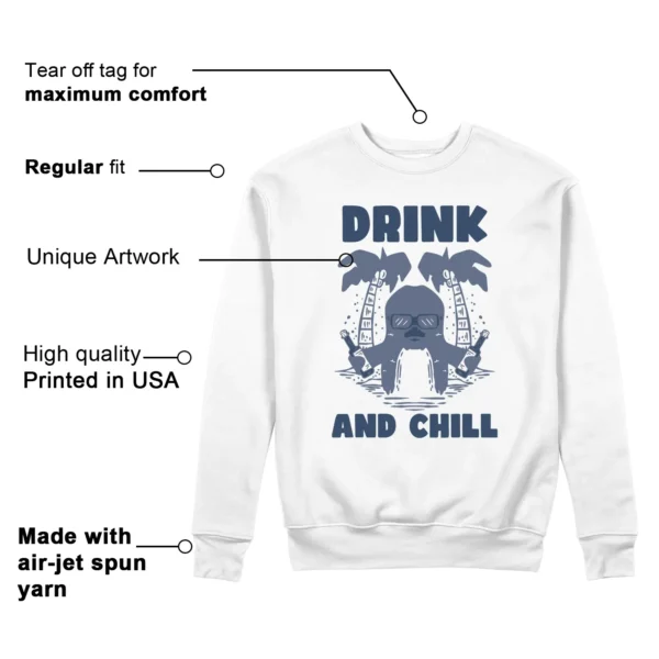 Drink Chill Sweatshirt to Match Jordan 11 Diffused Blue Features