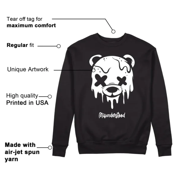 Drippy Bear Sweatshirt to Match Air Jordan 4 White Thunder Features