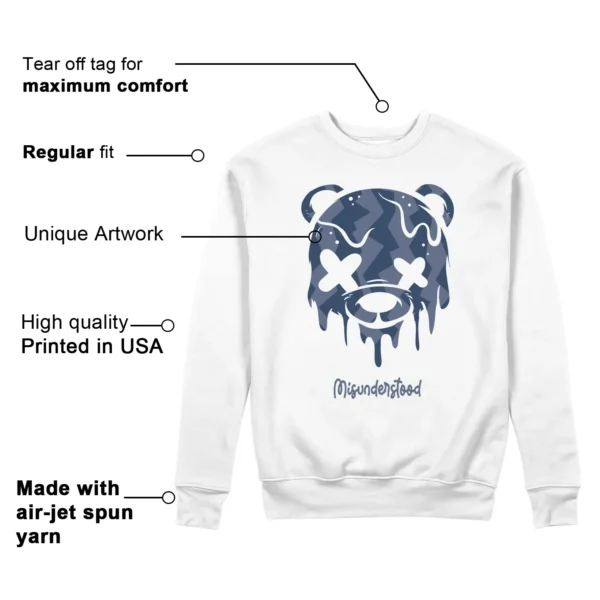 Drippy Bear Sweatshirt to Match Jordan 11 Diffused Blue Features