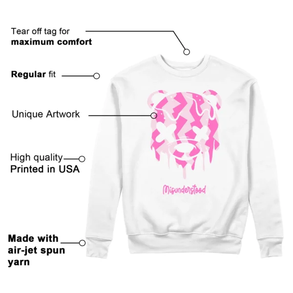 Drippy Bear Sweatshirt to Match Nike Dunk Low Triple Pink Features