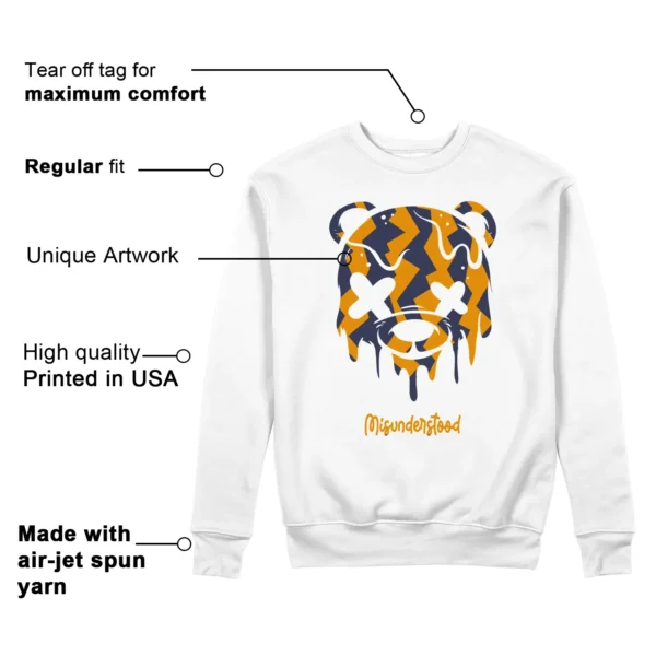 Drippy Bear Sweatshirt to Match WMNS Nike Jam White Midnight Navy Gold Features