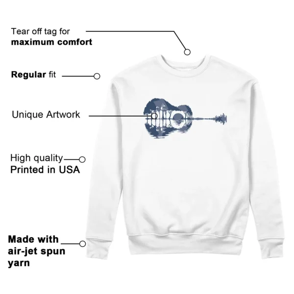 Guitar Sweatshirt to Match Jordan 11 Diffused Blue Features