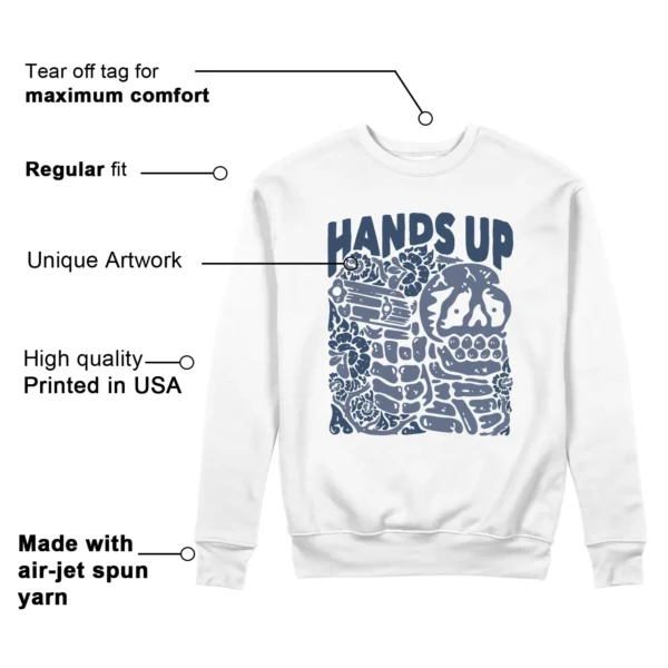 Hands Up Sweatshirt to Match Jordan 11 Diffused Blue Features