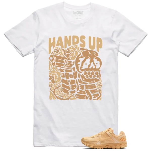 Nike Air Zoom Vomero 5 Celestial Gold Matching T-shirt Hands Up