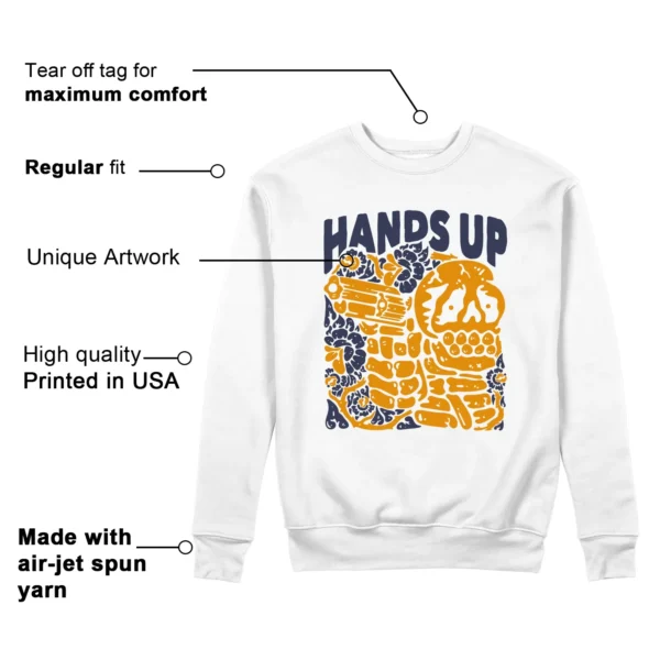 Hands Up Sweatshirt to Match WMNS Nike Jam White Midnight Navy Gold Features