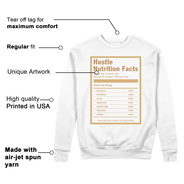 Hustle Facts Sweatshirt to Match Nike Air Zoom Vomero 5 Celestial Gold Features