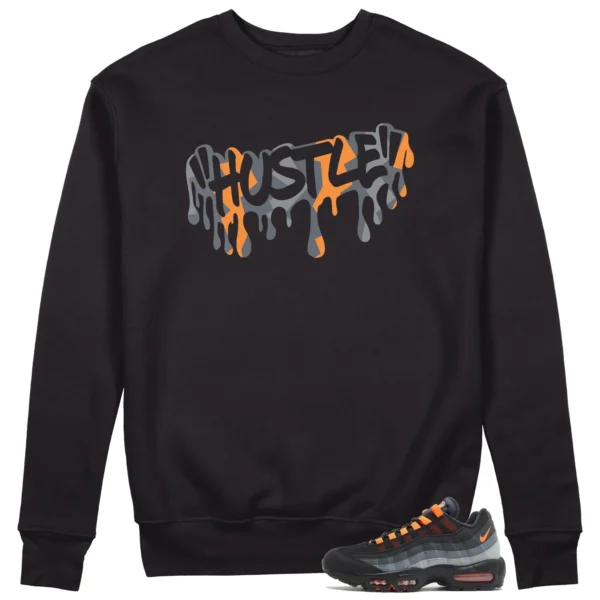 Hustle Sweatshirt to Match Nike Air Max 95 Black Hyper Crimson