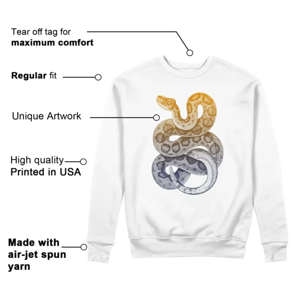 Python Snake Sweatshirt to Match WMNS Nike Jam White Midnight Navy Gold Features