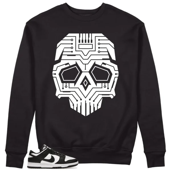 Skull Sweatshirt to Match Nike Dunk White Black Panda