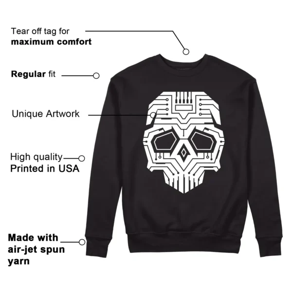 Skull Sweatshirt to Match Nike Dunk White Black Panda Features