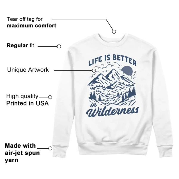 Wilderness Sweatshirt to Match Jordan 11 Diffused Blue Features