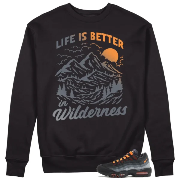 Wilderness Sweatshirt to Match Nike Air Max 95 Black Hyper Crimson