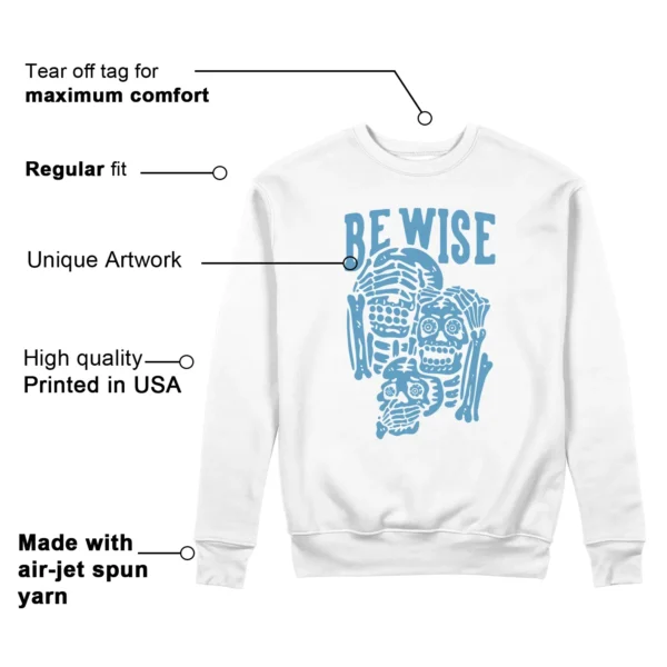 Be Wise Sweatshirt to Match Jordan 17 Low UNC 2024 Features