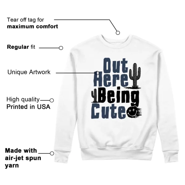 Being Cute Sweatshirt to Match Jordan 1 High OG Midnight Navy Features