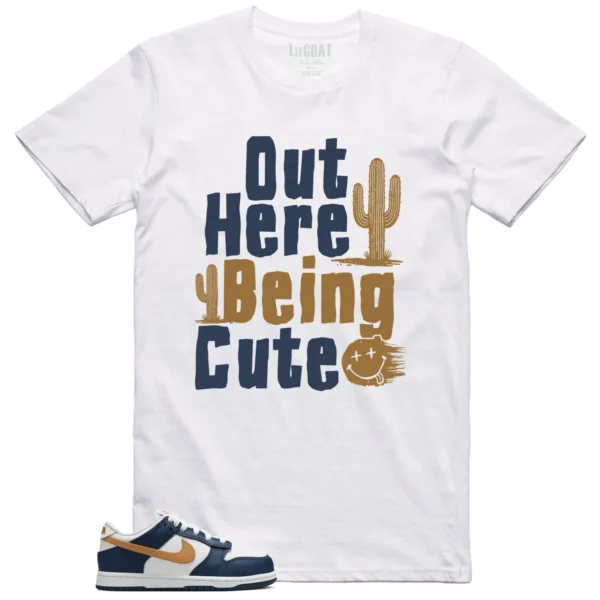 Nike Dunk Low Midnight Navy Wheat Matching T-shirt Being Cute