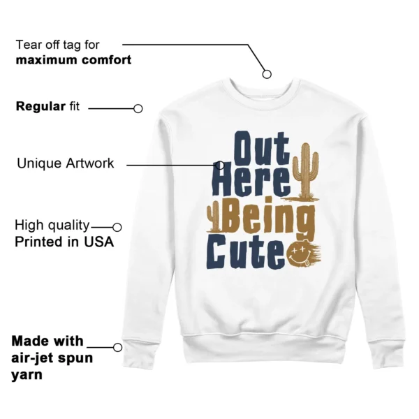 Being Cute Sweatshirt to Match Nike Dunk Low Midnight Navy Wheat Features