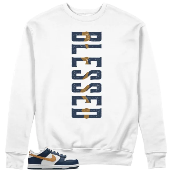 Blessed Sweatshirt to Match Nike Dunk Low Midnight Navy Wheat