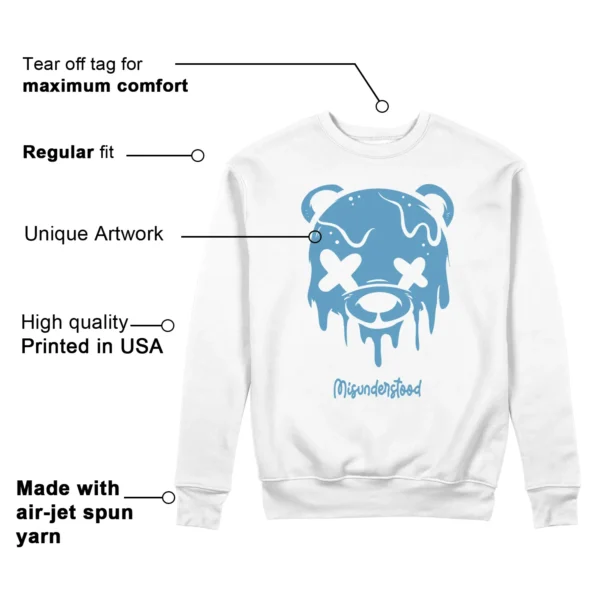 Drippy Bear Sweatshirt to Match Jordan 17 Low UNC 2024 Features