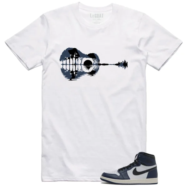 Jordan 1 High OG Midnight Navy Matching T-shirt Guitar