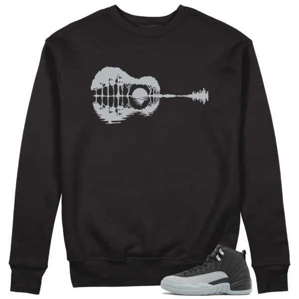 Guitar Sweatshirt for Jordan 12 Black Wolf Grey Sneaker