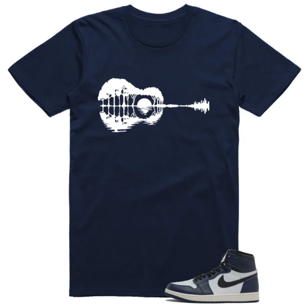 Air Jordan 1 High OG Midnight Navy Matching T-shirt Guitar