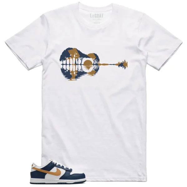 Nike Dunk Low Midnight Navy Wheat Matching T-shirt Guitar